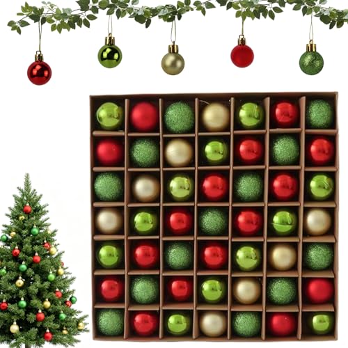 Mervokl 49 Stück Weihnachtskugeln Baumschmuck,3cm Gold Rot Grün...