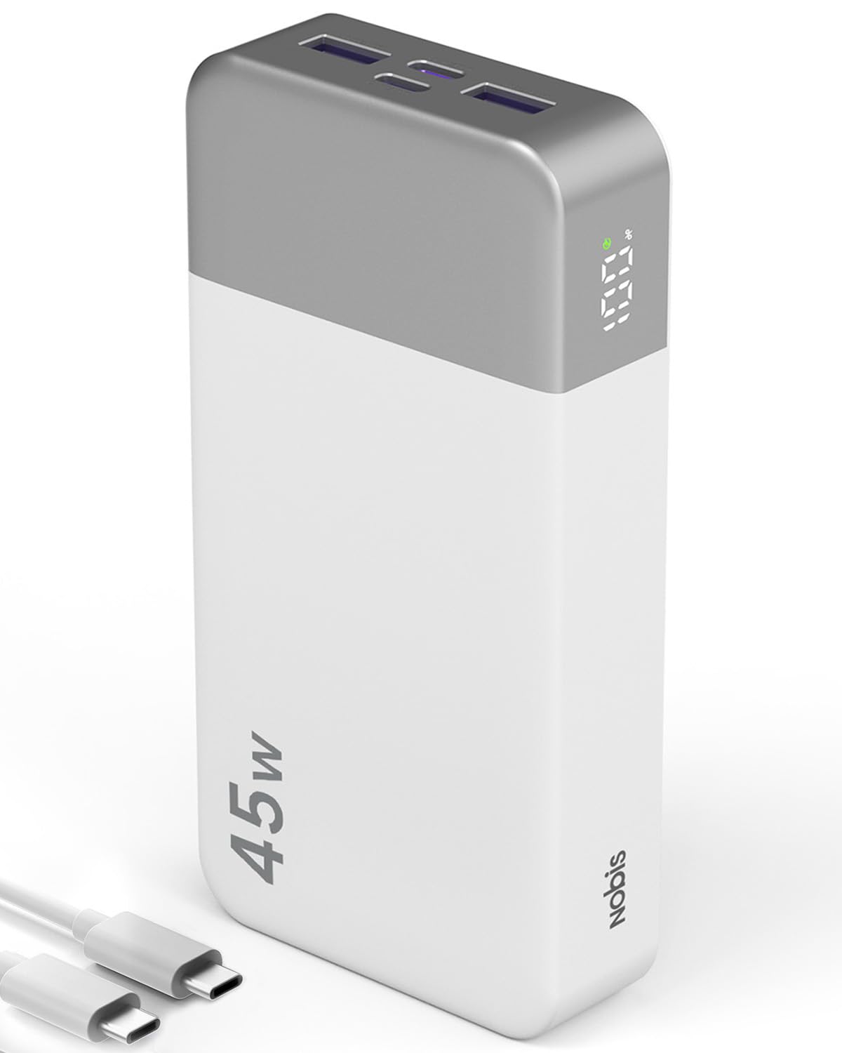 NOBIS 45W 20000mAh Portable Charger Power Bank Fast Charging | Battery Pack with 2 USB-C (in/Out) & 2 USB-A, Digital Display & Small Current Mode, Battery Bank...