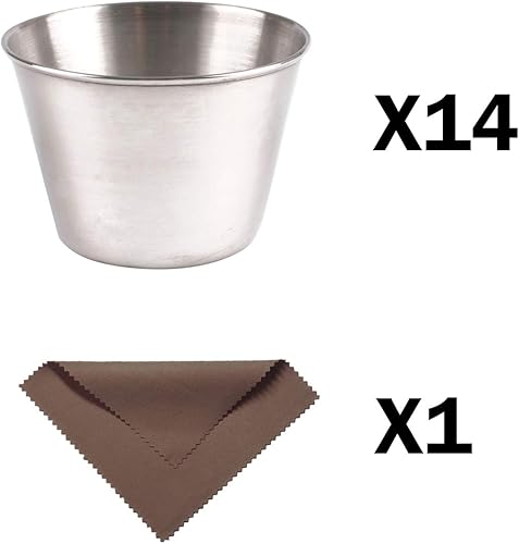Miniatura 4 de Artcome - Juego de 14 tazas de salsa de condimentos de acero inoxidable, ideal para tazas de inmersión y porciones, 2.5 oz