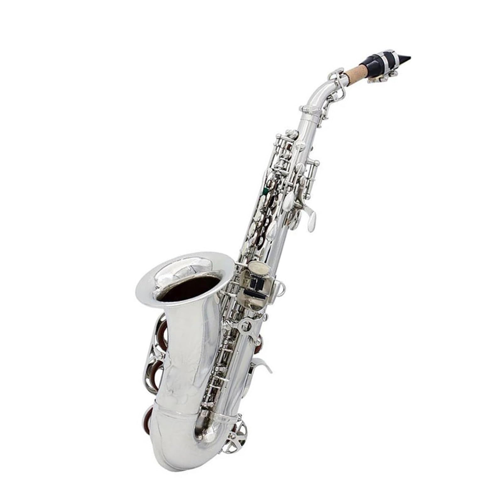 Saksofon sopranowy korpus mosiężny lakierowany srebrny Bb profesjonalny instrument dęty drewniany