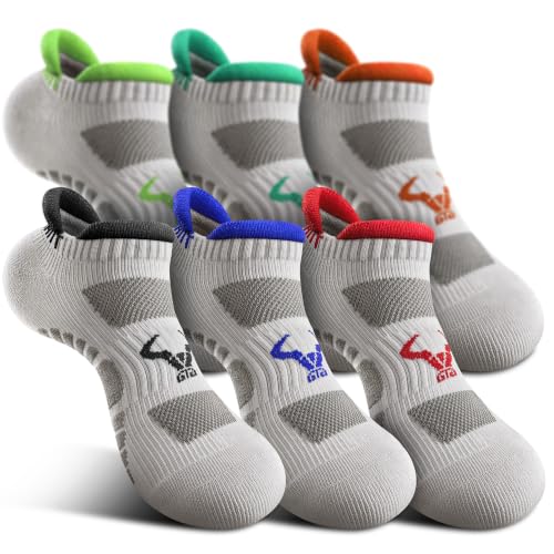BULLIANT 6-Pack Cushioned Athletic Ankle Socks For Men Running-Arch Support - image 1