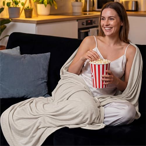 Bedsure Silky Soft Cooling Blanket for Hot Sleepers, Throw XL, Oat Beige by Bedsure - Image 8