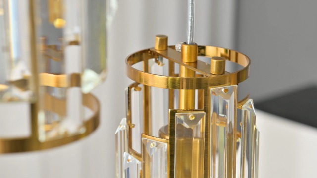 Image of LMQNINE Pendant Light, Gold Modern Pendant Light Fixtures, Mini Crystal Chandeliers, Adjustable 5-Light Pendant Lighting for Kitchen Island Dinning Room Bedroom (Gold 5-Light)