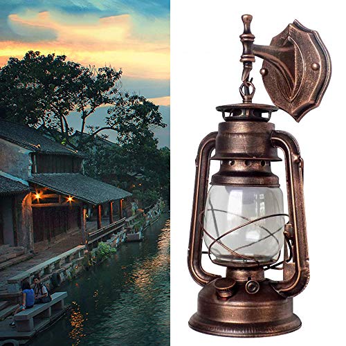 Image of Wall Sconces, Retro Antique Vintage Rustic Lantern Lamp Wall Sconce Light Fixture (Yellow Bronze - 1 Pcs)