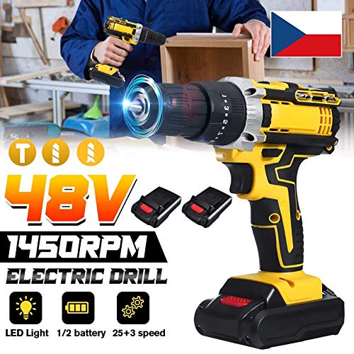 SHBH 48V Akku-Schlagbohrmaschine, Elektroschrauber Bohrmaschine 25 Drehmoment Elektrobohrmaschine Elektrowerkzeug… – Bild 3