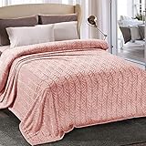 Yebeda Kuscheldecke mit Blätter Muster 220 x 240 cm Rosa Warme Fleecedecke /Wohndecke /Sofadecke - Superweiche, Kuschelige & Angenehme Mikrofaser Flanell-Decke, fürJede Jahreszeit Geeignet
