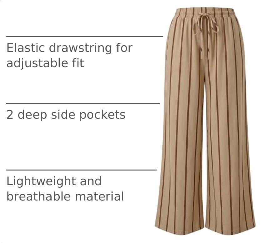 Image of Acelitt Women Drawstring Elastic Waist Wide Leg Pants with Pockets, S-XXL