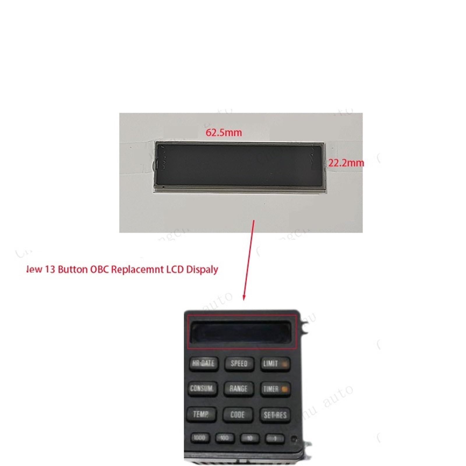 Pantalla LCD del panel de instrumentos del automóv Pantalla LCD para coche con 13 botones, compatible con BMW E28 E30 E28 OBC (325i 325e 325is 325ic) y ordenador de a bordo BC1. Pantalla para Coche