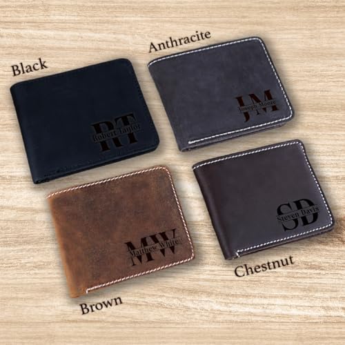 Personalized Leather Wallet For Men Valentine's Day Gift Custom Slim Wallet Customized Bifold Wallets For Men Engraved Genuine Leather Custom Father's Day Wallet Gift Anniversary Gift For Him2