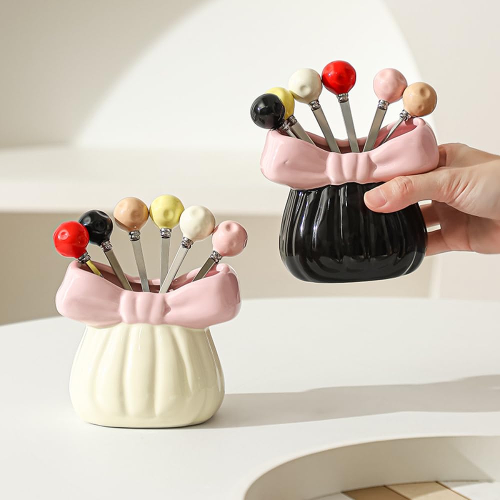 (6 Stück) Edelstahl Obstgabel Set Vorratsglas Haushalt Dessert