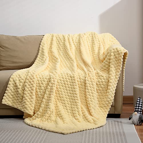Excervent JGR-4050-LIGHTYELLOW Flannel Fleece Throw Blanket (50X40 Inches), Hexagon Jacquard Decorative Fuzzy Warm Blankets thumb #2