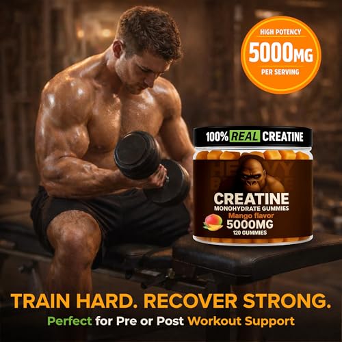 Image of Creatine Monohydrate Gummies 5g Sugar Free Creatine with Vitamin B12 and L-Taurine | Muscle Growth for Men and Women | Low Calorie Formula 120 Gummies for 30 Servings, Mango