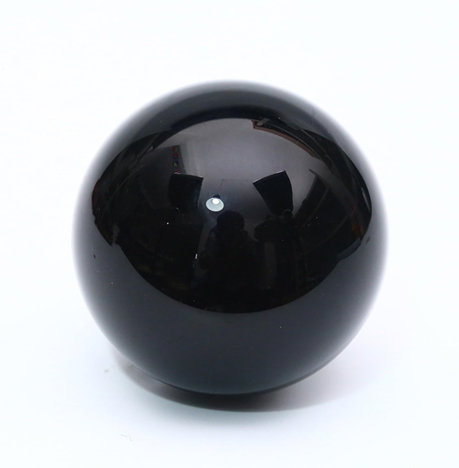 AEVHBAMXN Obsidian Crystal Ball with Wooden Stand, Sphere Decorative, Quartz Crystals Scrying for Home Decorations Witchcraft,20cm