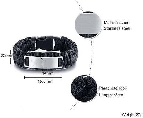 Free Engraving Medical Alert ID Necklaces and Bracelets Set for Men Stainless Steel Medic Identification Pendant Necklace Camouflage Dog Tag & Paracord Rope Cuff Bracelet Allergy Awareness Jewelry