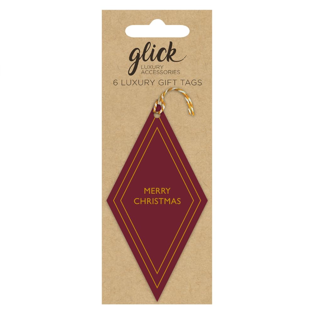 Glick Wine Luxury Merry Christmas Tags, Gift Labels, Multipack X 6, Red