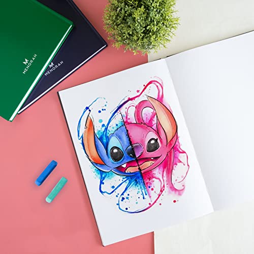Image of MENORAH - Artist Sketch Book - A4-115 GSM (160 Pages / 80 Sheets) Drawing Notebook - Hard Bound Book - (29.7 Cm X 21 Cm) - Completely Handmade - Portrait- Black, Paper, oil pastels