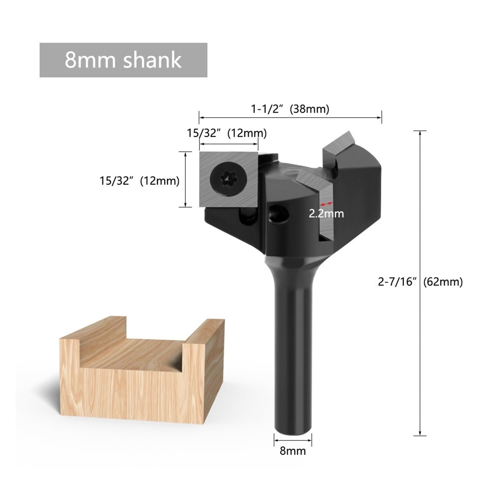 1 szt. 1/4 8mm 12mm Shank frez z frezem węglik spiekany do obróbki drewna płyta Spoilboard demontaż wiertła(8mm shank)
