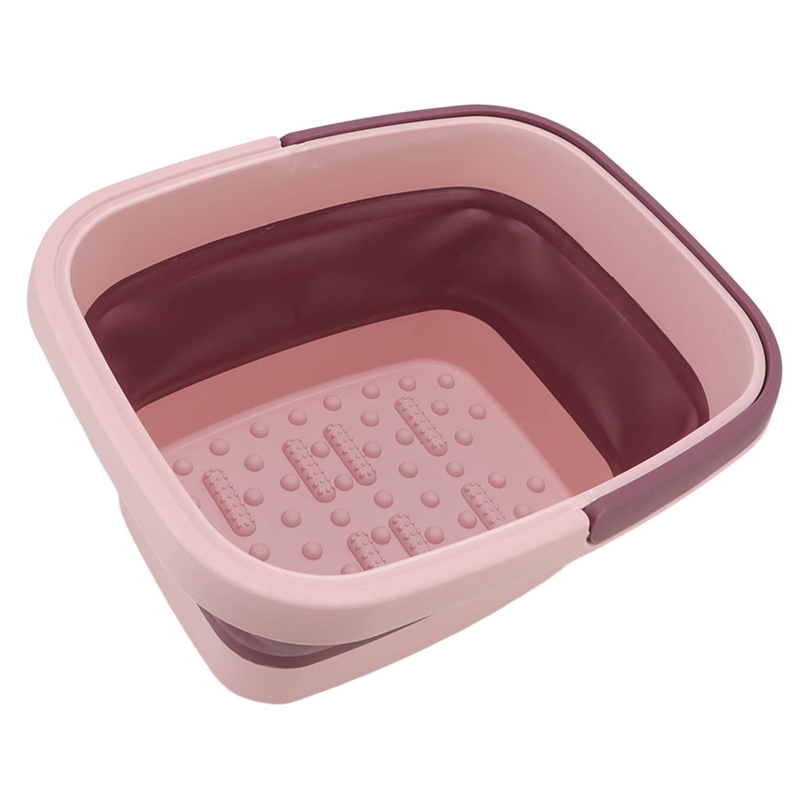 Cubo de masaje plegable de silicona para el hogar y los viajes, cuenca de spa portátil para la relajación (rosa)