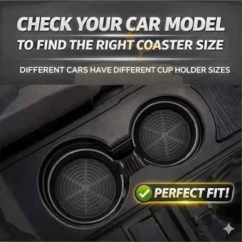 Image of Silicone Car Cup Coaster Set of 4 | Compatible with Maruti Suzuki Dzire | Anti-Slip Cup Holder Insert | Black
