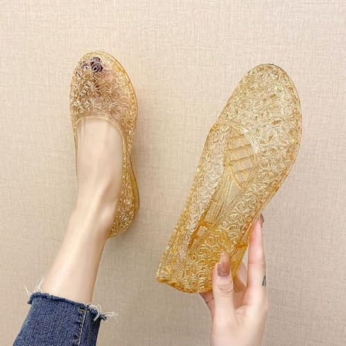 Jelly Mesh Ballet Flats for Women Clear Jelly Sandals Butterfly Pattern Hollow Water Slides Slip on House Slippers Wide Lightweight Breathable Dressy Ballerina Shoes Summer Beach Party Cruise Vacation4