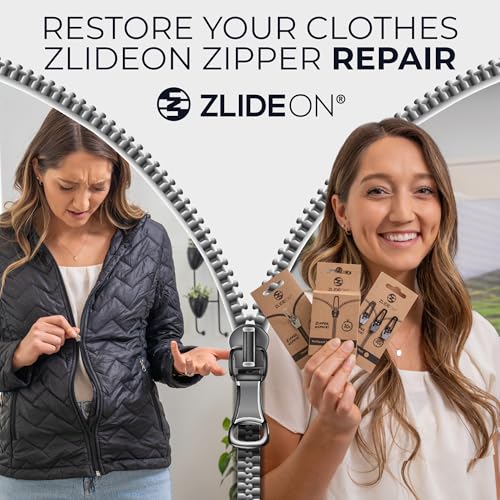 ZlideOn Black Zipper Pull Replacement - Instant Zipper Replacement Slider for Metal Zippers (L) - Normal