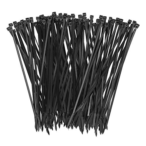 Kabelbinder Schwarz, 150 Stück Nylon Kabelbinder 200 mm x 3,6 mm Zugfestigkeit 18kg, Selbstsicherndes Multifunktionale für Zur Ordnung von Kabeln, Gartenarbeit, Hause, Büro, Werkstatt, Garage