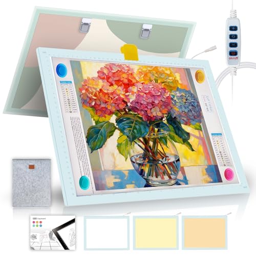 A3 Artist Tracing Light Box/Copy Board with 10-Level Dimming Switch Art Craft Light Pad Suitable for Tattoo Drawing Sketching and Animation 3 Color Light Modes Super Bright for Diamond Painting