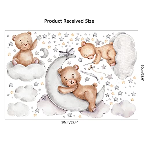 Vinilo Decorativo Oso Durmiendo en Luna y Estrellas 60x90 cm miniatura 6