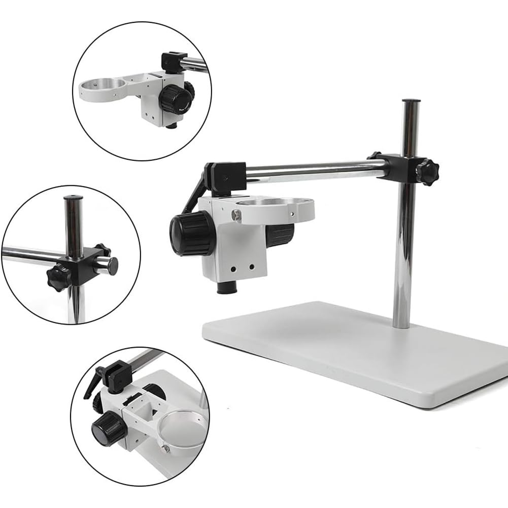 Soporte de mesa de microscopio estéreo, binocular de rotación de 360 grados y soporte triocular, soporte de enfoque de 76 mm para una mejor observación