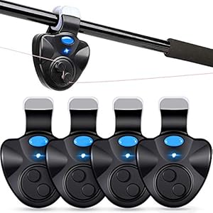 AlfaView 4 Stuks Visbijtverklikkers voor Gevoelige Vissen, Bijtindicator Elektronisch met Led-Lichtindicatoren Swinger Vibratie op de Hengel Visnummer