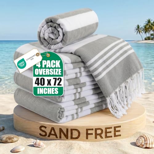 Utopia Towels - 4 Pack Turkish Beach Towel (40 x...
