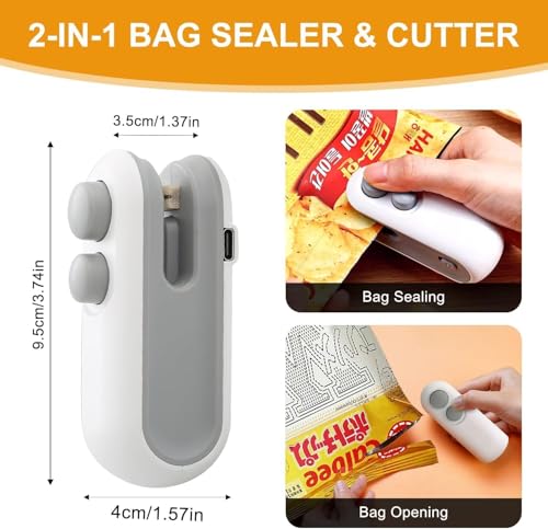 Image of 2 in 1 sealer with cutter Plastic bag sealer machine heat sealer machine for plastic bag packaging Packet Sealer for Food, Snacks, Chips, Fresh Storage (Multi Colour) | 1 Piece