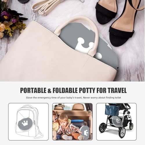 Image of Portable Potty for Toddler Travel Foldable Potty Seat for Toddler Training Toilet for Kids Boys Girls Car On The Go Potty Travel Toilet Chair for Camping Park Indoor /Outdoor (Grey)
