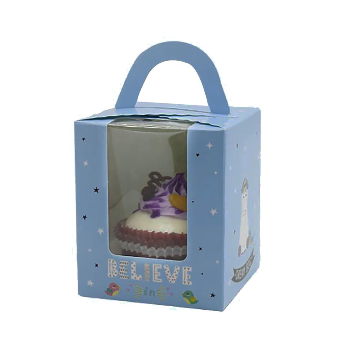 Van Der Linn Single Cupcake Boxes, Individual Cake Boxes With Display Window Box Cup Cakes (Unicorn (5boxes))