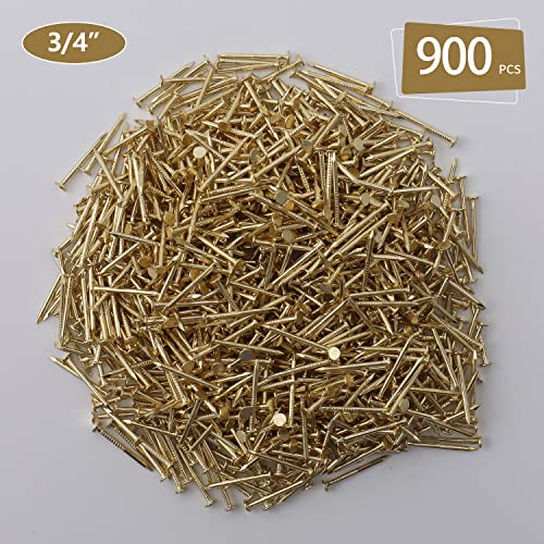 Image of JEGONFRI 900PCS 3 /4 inch x 17Ga Brass Plated Finishing Nails | Rustproof Carbon Steel, Flat Head, Shiny Gold Finish, Versatile Woodworking, Smooth Surface, Long-Lasting Supply