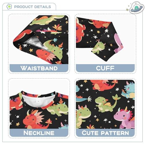 JUNZAN Cute Dragon Stars Black Little Kids Pullover Hoodie Fleece Kids Pullover Hoodie Party 4T3