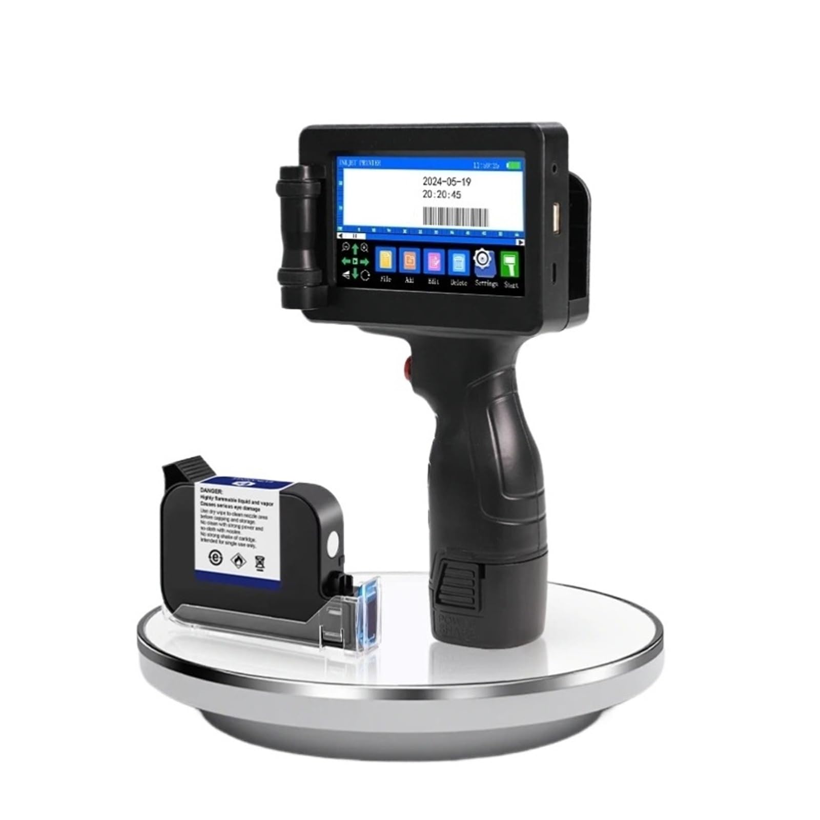 12.7mm Portable Handheld Inkjet Printer &amp;White Ink Cartridge for Text QR Barcode Logo(with 1 White Ink(EU))
