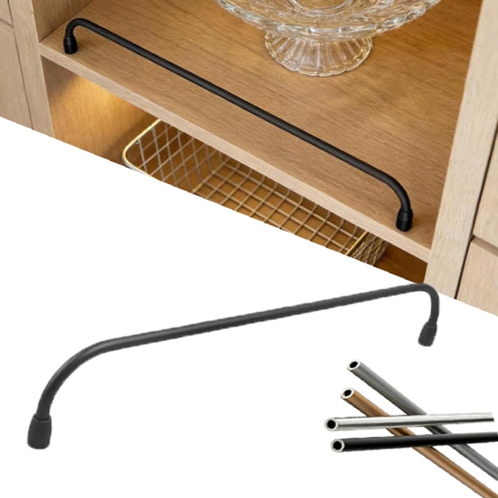 SVBVRFEEW Shelving Decorative Railing Decorative Safety Fence Aluminum Shelf Railing Gallery Rails for Wine Cabinet Round Tube Shelf Guard Rail(Black,22in/55.9cm)