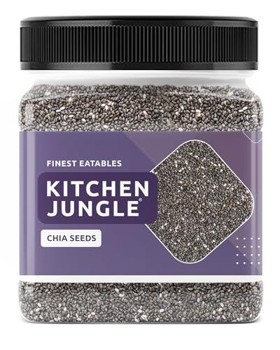 Image of Kitchen Jungle Raw Chia Seeds 300g Jar Pack of 2 | chia Seeds For Eating | Diet Snacks for weight loss | Omega-3 Seed Non-GMO and Fibre Rich