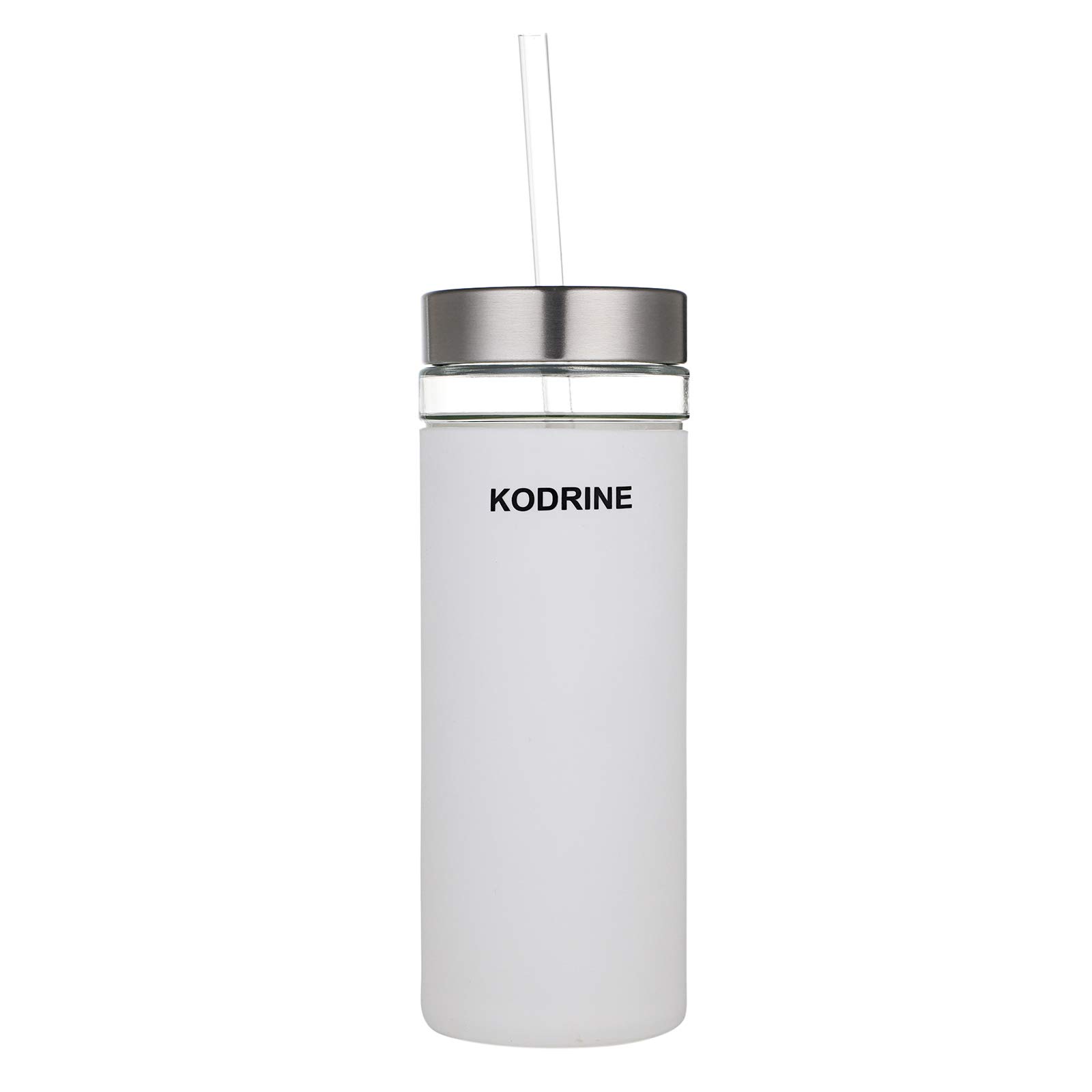 20oz Glass Tumbler with Straw and Lid Glass Water Bottle with Silicone Protective Sleeve BPA Free White