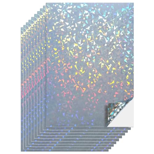 ホログラムシール 透明 10枚 A4サイズ キラキラ カラフル カッティングシール ステッカー 光沢 ステッカー シート はがせる 耐水 写真用 おしゃれ (不規則ポリゴン)