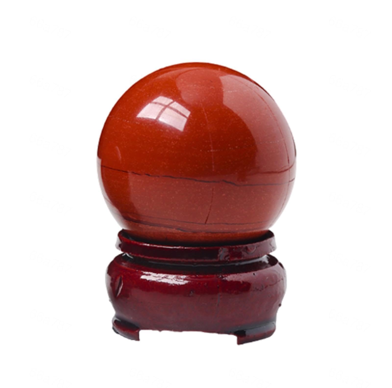 AARTERZZA Crystal Red Jasper Gemstone Ball Sphere Divination Sculpture Figurine with Stand,Precious Gifts,60mm