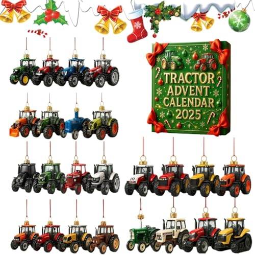 livre Calendrier de l'Avent 2025, calendrier de Noël de 24 jours avec mini modèles de tracteur, tracteurs sur le thème de la ferme, décoration de Noël pour agriculteurs, collectionneurs