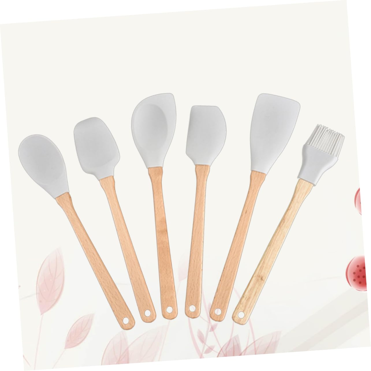 Cabilock 6stücke Teiliges Silikon Küchenutensilien Set Mit Ergonomischen Holzgriffen Hitzebeständig Flexible Antihaftbeschichtete Kochhelfer Spatel Teigschaber Löffel Für Vielseitiges Koche