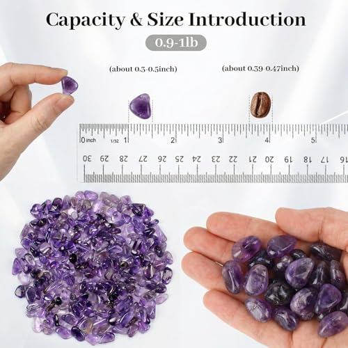 Image of JOHOUSE 1 LB Amethyst Chips, Quartz Crystals, Polished Stone Vase Filler
