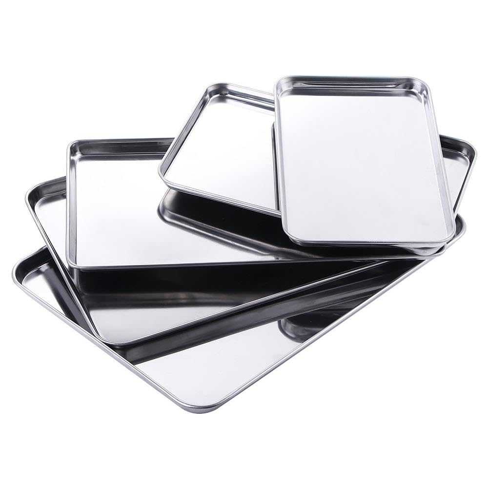 Backbleche Aus Karbonstahl – Set Mit 3 Stück, 33 X 23 Cm, Antihaftbeschichtet, Für Ofen & Grill