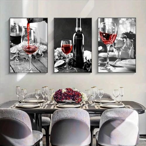 Peinture sur toile cuisine bouteille de vin rouge pour embellir mur restaurant nu