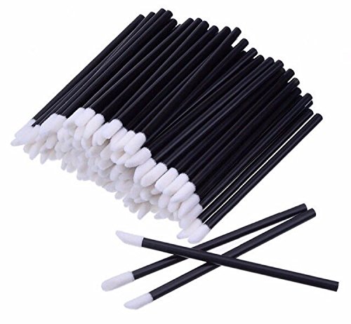 Preisvergleich Produktbild Microfaser Fusselfrei Reinigungsstäbchen Lippenpinsel Microblading Wimpern (Schwarz 50 Stück)