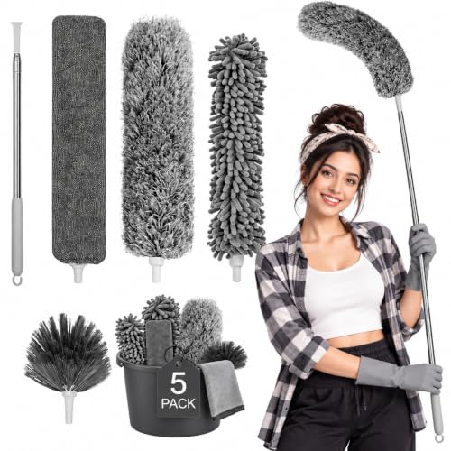 Xenos 5-in-1 Microfiber Feather Duster with 100-inch Extendable Pole - Image 2