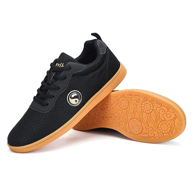 RZDYSQ Men's Tai-Chi Kung-Fu Trainers Non-Slip Breathable Fitness Shoes Tai Chi Shoes Men Women Martial Arts Shoes (Black,US-8.5)2
